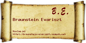 Braunstein Evariszt névjegykártya